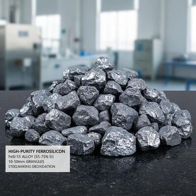 High-Purity Ferrosilicon FeSi 55 Alloy with 55–75% Si for Steelmaking Deoxidation in 10–50mm Granules