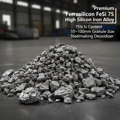 Premium Ferrosilicon FeSi 75 High Silicon Iron Alloy with 75% Silicon Content and 10–100mm Granule Size for Steelmaking Deoxidizer