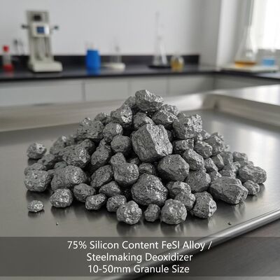 75% Silicon Content FeSi Alloy for Steelmaking Deoxidizer with 10-50mm Granule Size